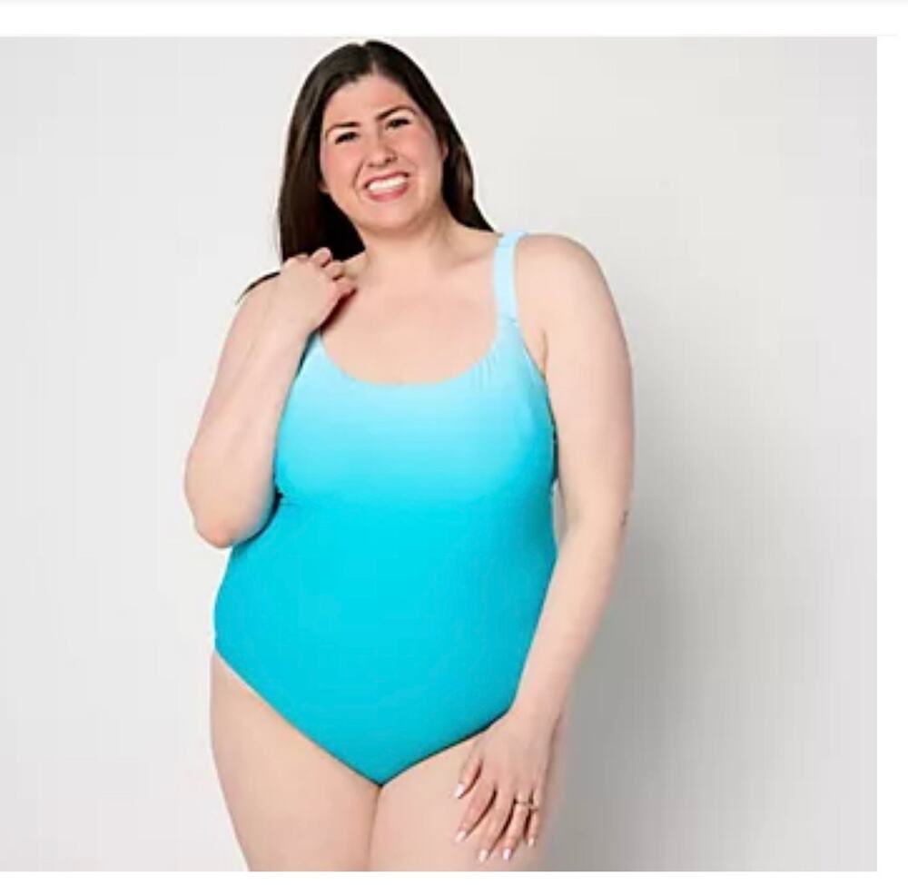 New Jantzen Jolie one piece swimsuit freshwater ombré sz 16